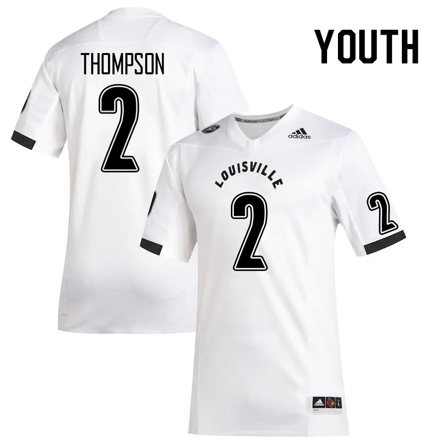 Youth #2 Jadon Thompson Louisville Cardinals College Football Jerseys Stitched Sale-White - Click Image to Close